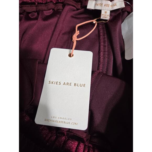 Skies are blue medium women's maroon wine velvet joggers new with tags - Picture 6 of 10